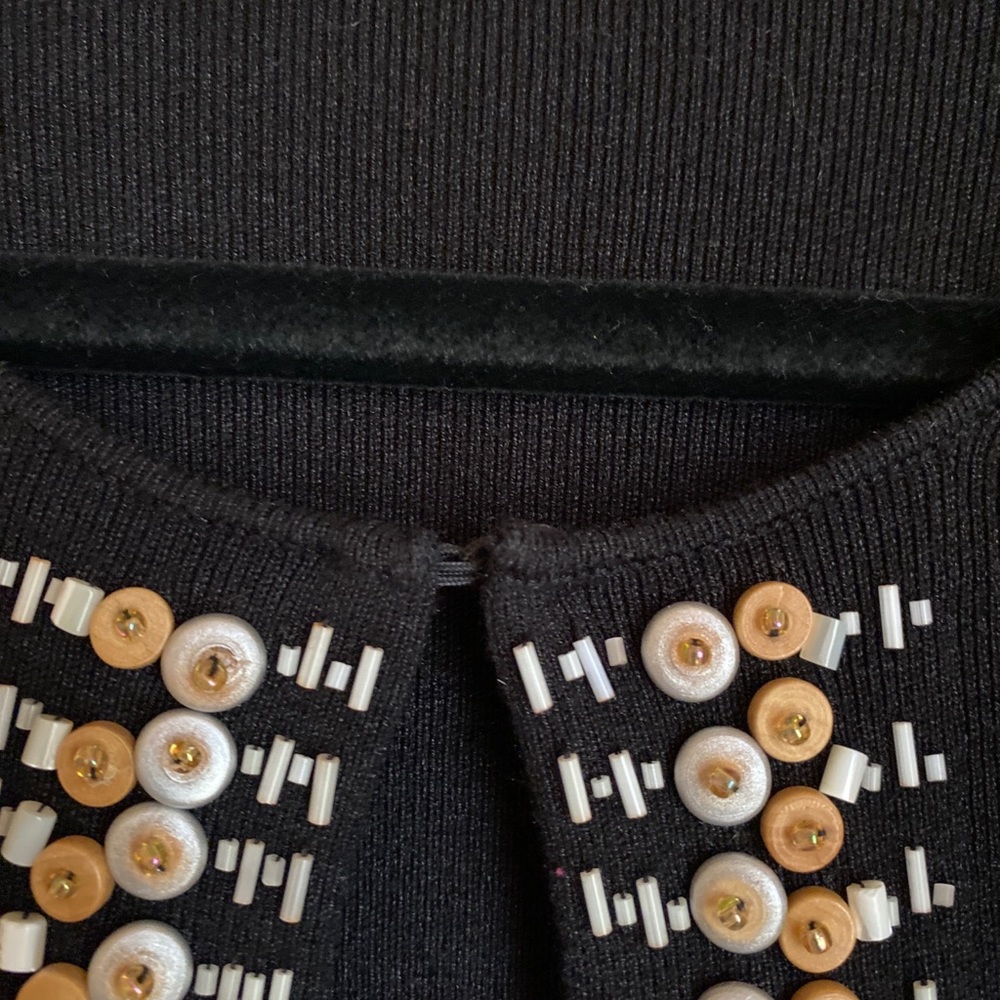 Sigrid Olsen Silk Blend Black Knit Cardigan with beads, S - Picture 7 of 7